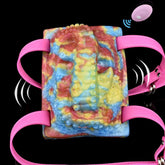 Galatea vibrator grinder with straps, colorful octopus-textured front panel