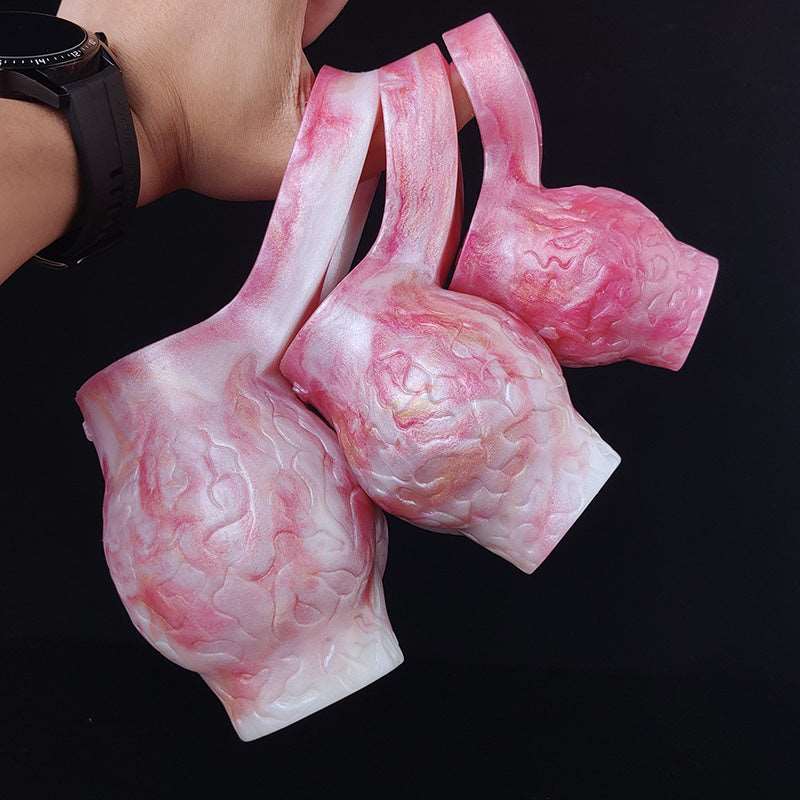 Pink and white animal-pattern dog knot sheath ring with embossed sculpted texture