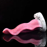 Realistic wolf tongue monster dildo, pink texture, white base