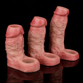 Realistic extender sleeves with ring base, three pink sizes