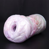 Fantasy pocket cup masturbator with pink textured surface and oval opening