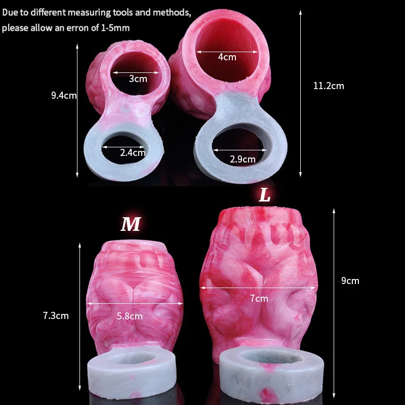 Zysyss - Ribbed Wolf Knot Cock Scrotum Ring, Penis Enlargement Sleeve - DirtyToyz