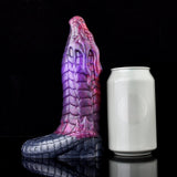 Fantasy serpent dragon-sleeve sheath with purple scaled body and navy textured base