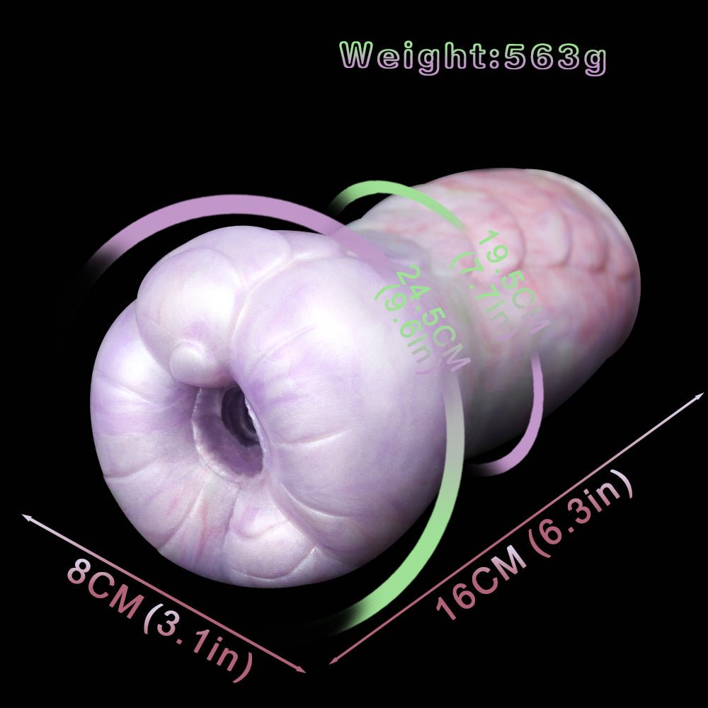 Aelar dragon male masturbator, size graphic showing 16cm length and 563g weight
