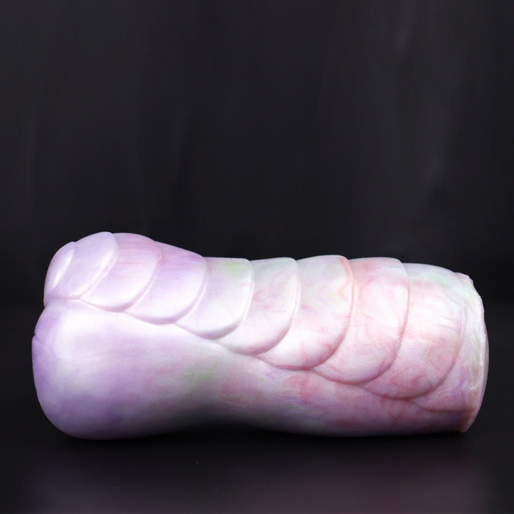 Aelar dragon male masturbator, close side view showing segmented ridges
