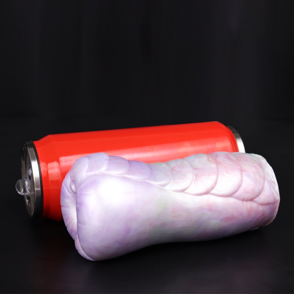Aelar dragon male masturbator with red base unit, side view of the swirl body