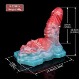 Aida humping dragon vibrating toy with size diagram, red and blue base