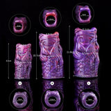 Purple dragon penis sleeve size chart: S/M/L and opening diameters