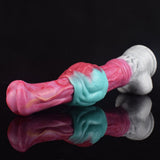 Fantasy-Drachen-Penis-Sleeve Extender, helle rosa Innenseite und türkis-blaue Außenseite