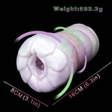 FTM dragon stroker sleeve, pastel white; size markings 16cm and 8cm visible