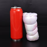FTM dragon stroker with red base and white pastel sleeve, closed outer end