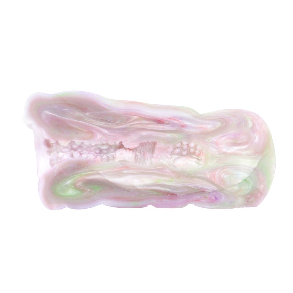 FTM dragon stroker sleeve, white pastel with visible internal patterned textures
