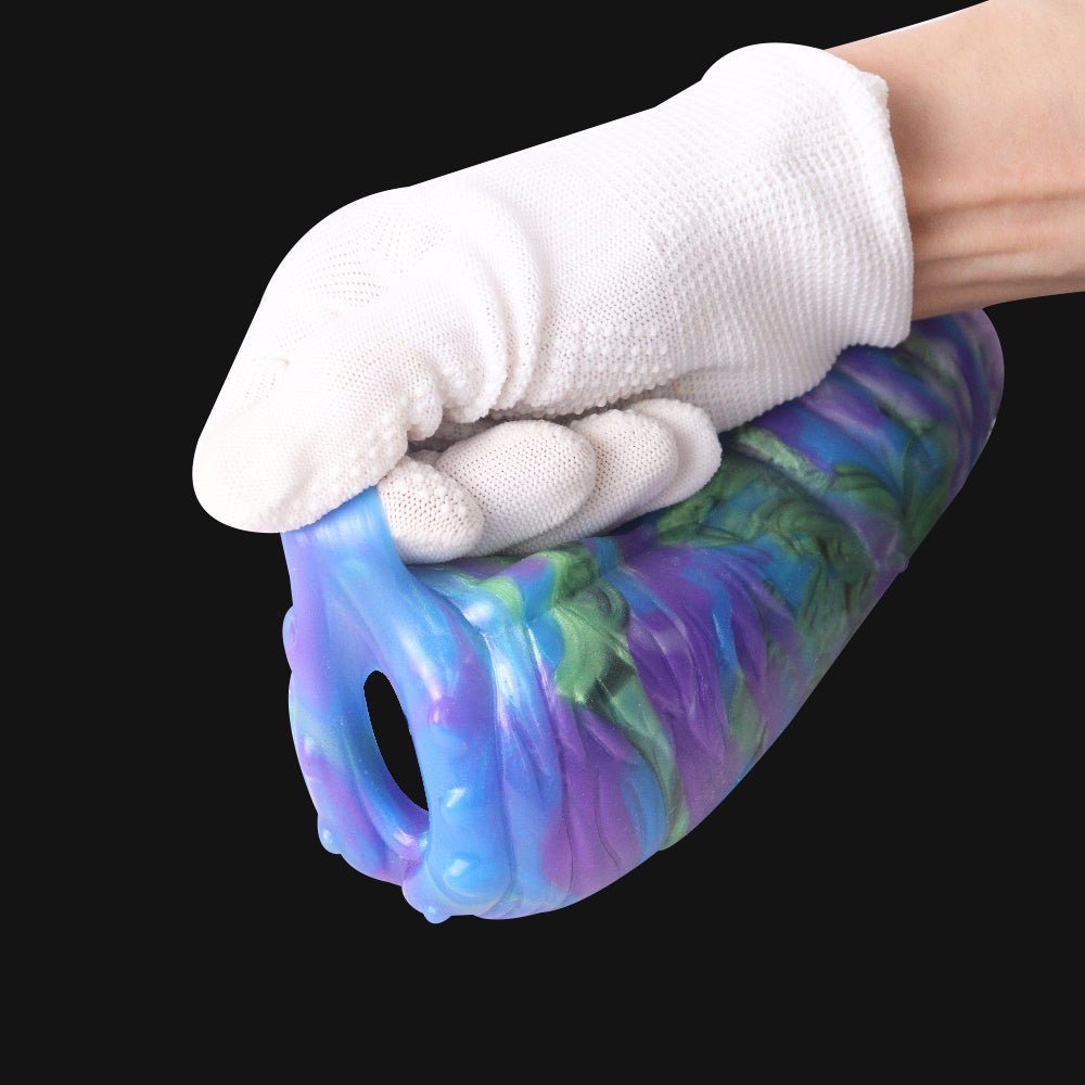 Fantasy Masturbator mit weißem Handschuh, mehrfarbige gerippte Oberfläche