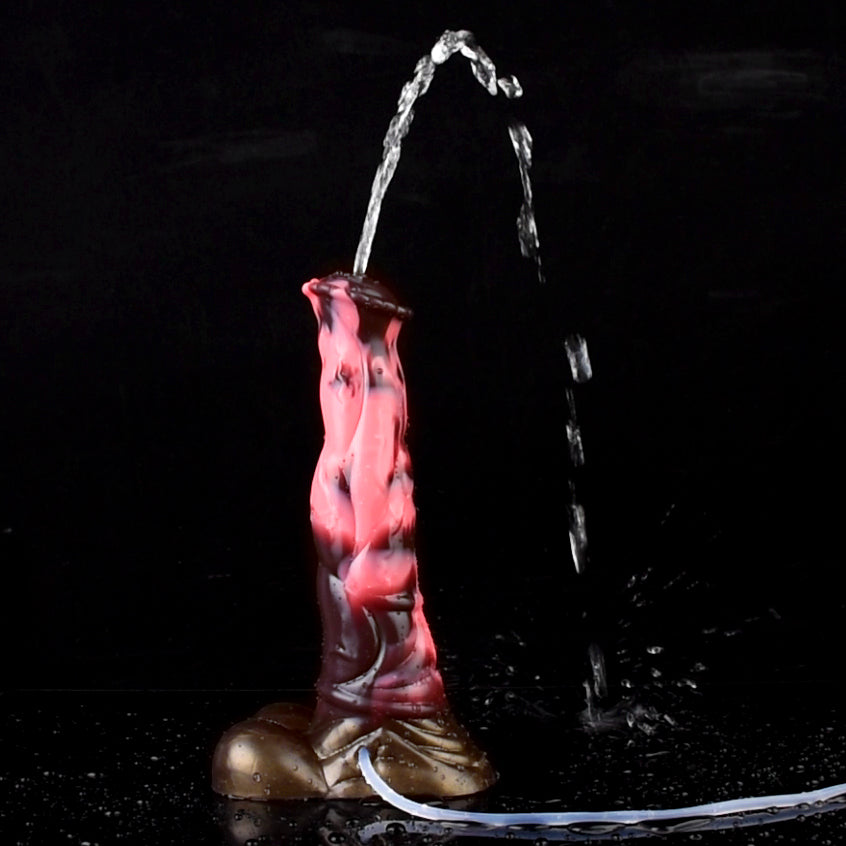 Water-splash test of Arion dildo with clear tube, black & pink marbled body