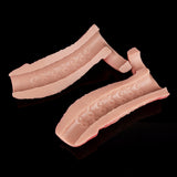 Asoka Extender Penis-Überzug, zwei Teile offen/gerollt, realistisches Relief, rosé