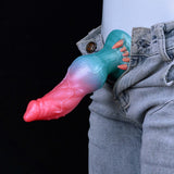Alien-Wolf Dildo blau-rosa mit Krallen, vorne roter Spitzbereich