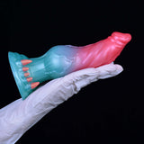Alien-Wolf Dildo, blaues Ende, rote Krallen am Rand, lange Form