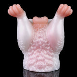 Fleshlight with textured pink center panel and raised outer rim openings