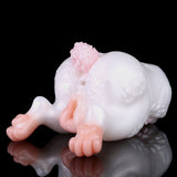 Giant animal masturbator with textured pink top and smooth white outer shell