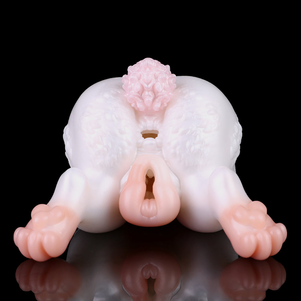 Front view of Bad Rabbit fleshlight: pink rim opening and smooth outer body