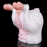 Side angle of Bad Rabbit fleshlight with textured surface and pink entrance