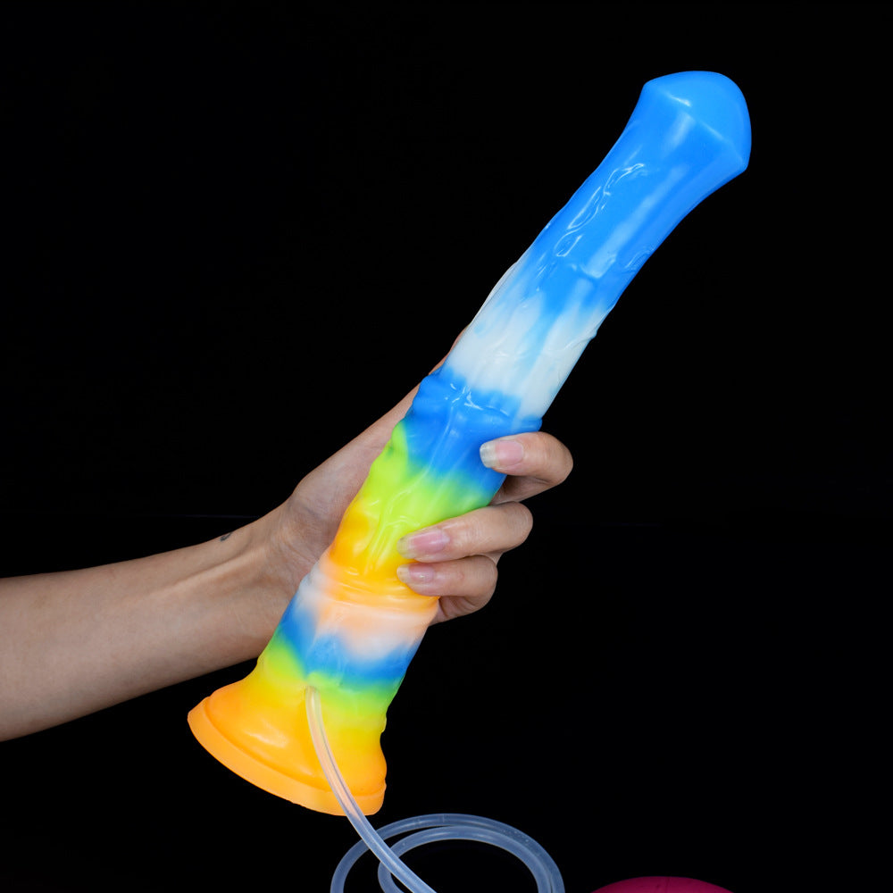 Bael luminous vibrator with rainbow gradient, blue-to-yellow translucent body