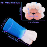 Bear Paw male fleshlight size view: blue handle and white furry paw head