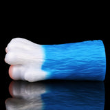 Bear Paw male fleshlight side view; blue handle with white furry head