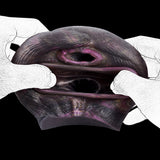 Animal-style dual-hole sex toy with hands pressing the side opening
