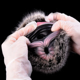 Blazing Cow Dual-Hole Fell-Masturbator mit zwei Öffnungen, anthrazit/schwarz