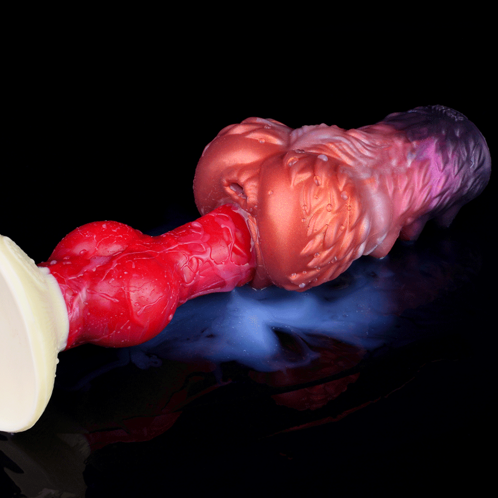Rot-violetter Masturbator mit Drachenhaut-Relief, gerippte Oberfläche