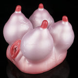 Pink latex water balloons with red neck tips, set of 4