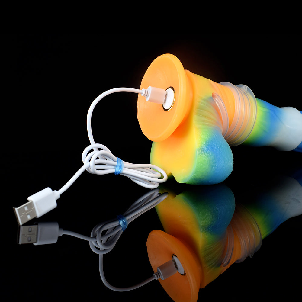 USB charging cable with glowing horse vibrator base