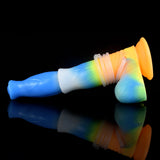 Glowing horse vibrator side view with stacked light-up base