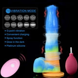 Horse vibrator with 10 vibration modes and glow, upright design illustration