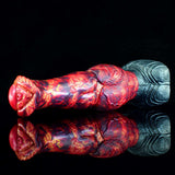 Huge horse dildo with realistic thick knot, side-by-side view