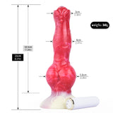 Maßskizze: 8,27 Zoll, roter Körper mit weißem Sockel, ca. 340 g
