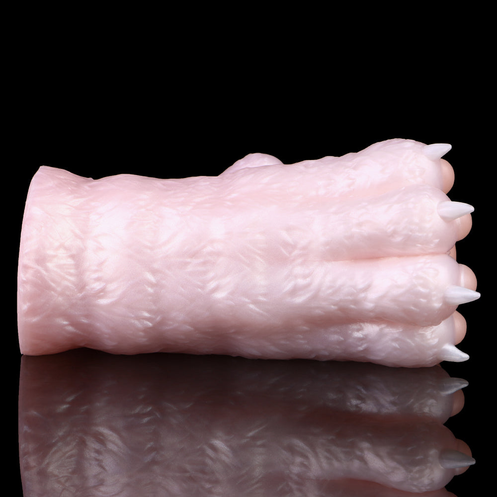 Cat paw stroker Rückenansicht mit spitzen Pfoten-Zacken am Ende, hellrosa