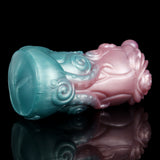 Celestial Tentacraze stroker side view, glossy teal and pink alien-monster shape
