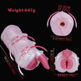 Dragon Fleshlight size overview showing front, side, and cross-section views