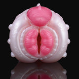 Front view of dragon Fleshlight with central pink dome and two ribbed channels