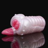 Pink-and-white dragon Fleshlight with dorsal bumps and ribbed inner opening