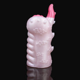 Dragon fleshlight, pale pink torso with horn and dot texture, back/side view