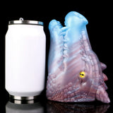 Blue/pink fantasy dragon one-hole masturbator, spiky horns and textured body