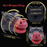 Color options chart: blue and red dragon fantasy sex toy, side and top views shown