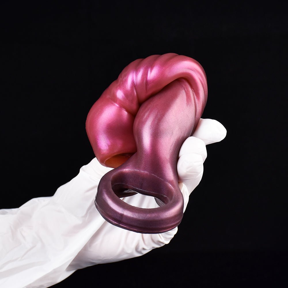 DirtyToyz glossy pink fantasy monster sleeve extender with ring opening and base