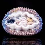 Deep Sea Clam masturbator, front view with wavy white inner channel and beads