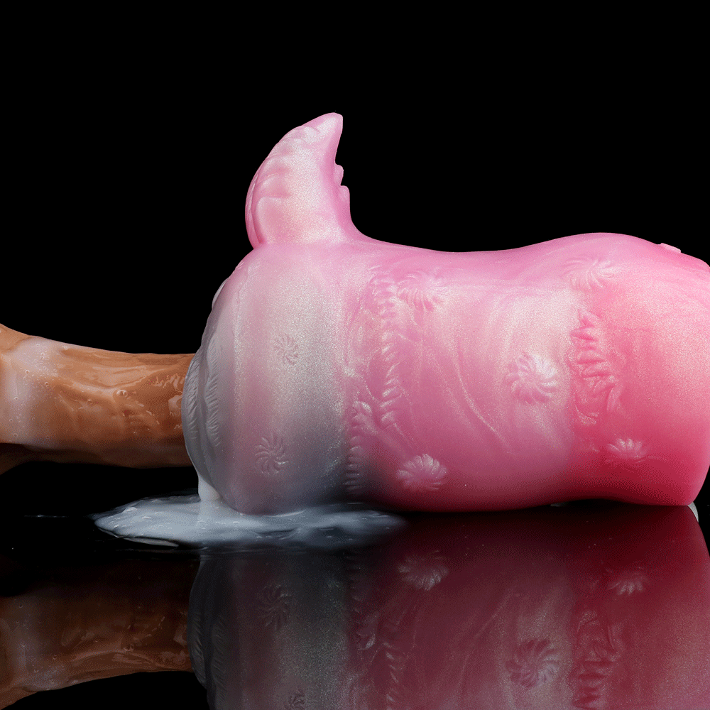 Deer fantasy stroker in pink with detailed texture and visible fin-like side feature