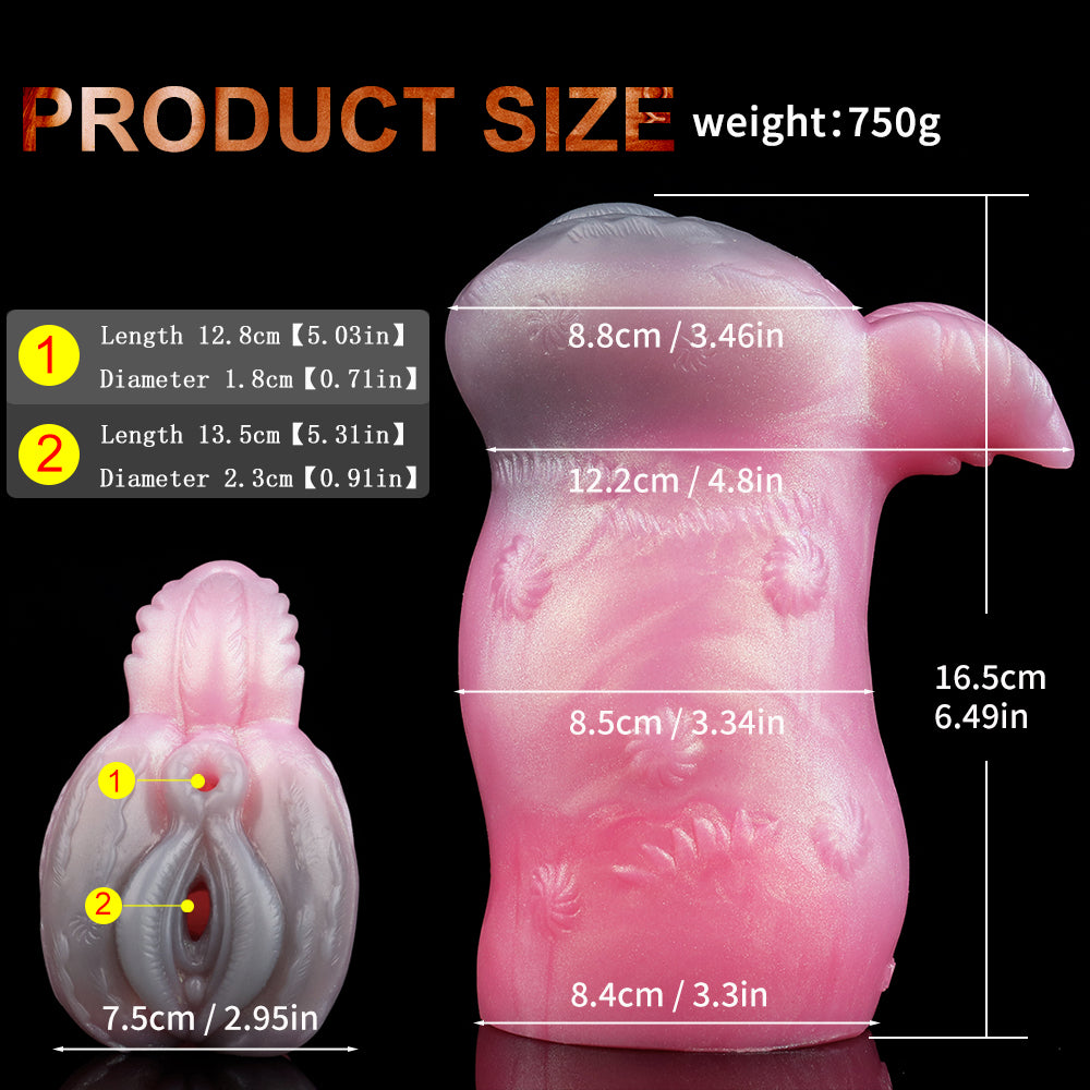 Product size chart for pink deer stroker; length and diameter markings shown