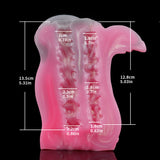 Pink deer-themed stroker with labeled measurement lines and panel dimensions